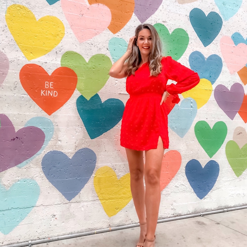 Pom Pom One-Shoulder Dress
